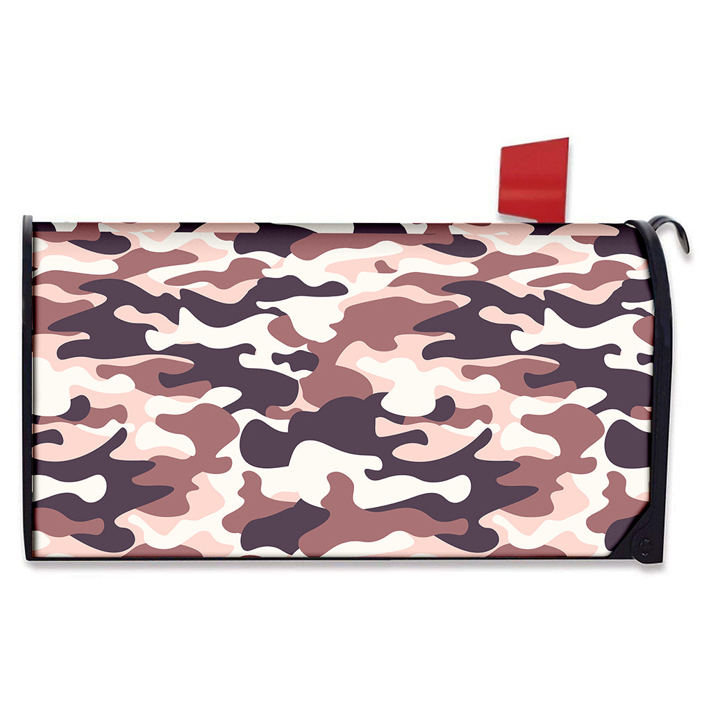 Pink Brown Camouflage Print Mailbox Cover