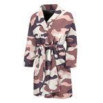 Pink Brown Camouflage Print Men's Bathrobe