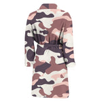 Pink Brown Camouflage Print Men's Bathrobe