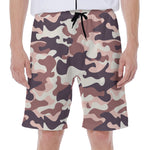 Pink Brown Camouflage Print Men's Beach Shorts