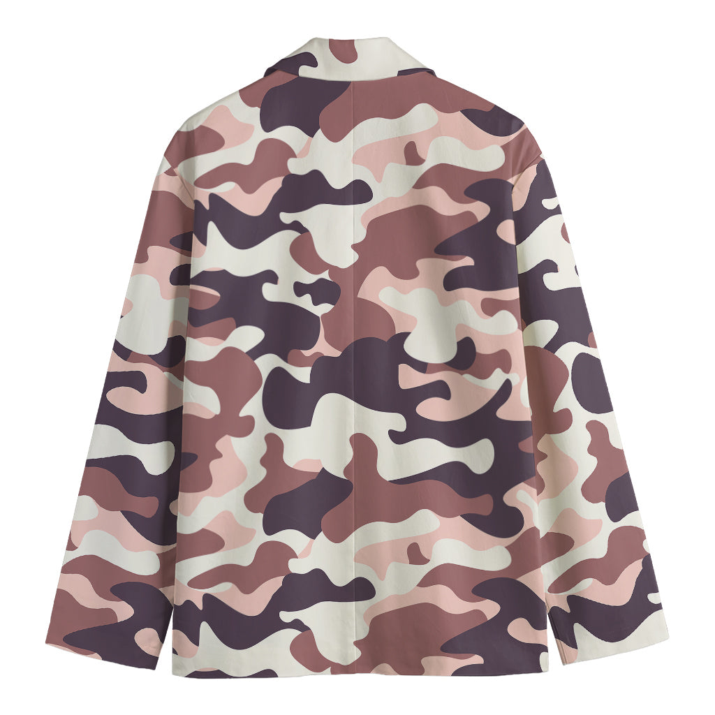 Pink Brown Camouflage Print Men's Blazer