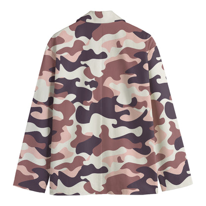 Pink Brown Camouflage Print Men's Blazer