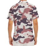 Pink Brown Camouflage Print Men's Deep V-Neck Shirt