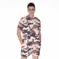 Pink Brown Camouflage Print Men's Romper