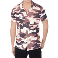 Pink Brown Camouflage Print Men's Shirt