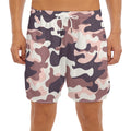 Pink Brown Camouflage Print Men's Split Running Shorts