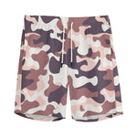 Pink Brown Camouflage Print Men's Sports Shorts