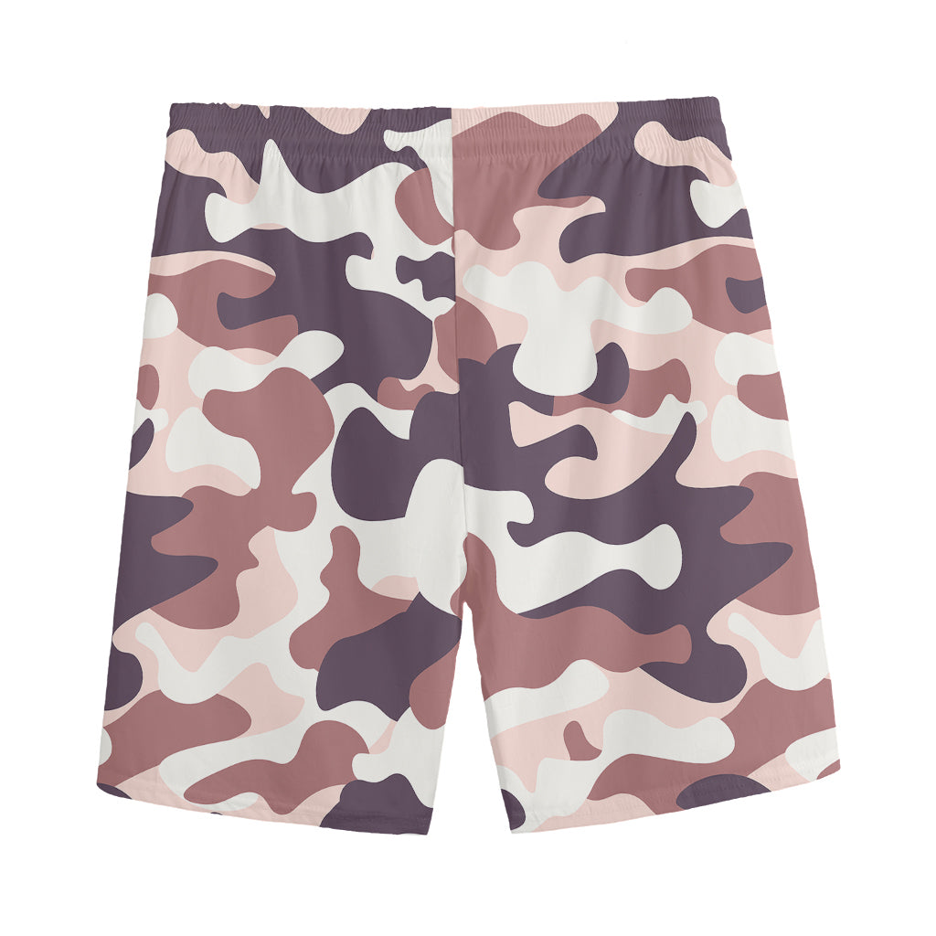 Pink Brown Camouflage Print Men's Sports Shorts