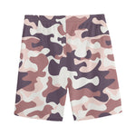 Pink Brown Camouflage Print Men's Sports Shorts