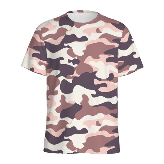 Pink Brown Camouflage Print Men's Sports T-Shirt