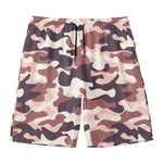 Pink Brown Camouflage Print Men's Swim Trunks