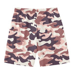Pink Brown Camouflage Print Men's Swim Trunks