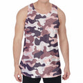 Pink Brown Camouflage Print Men's Velvet Tank Top