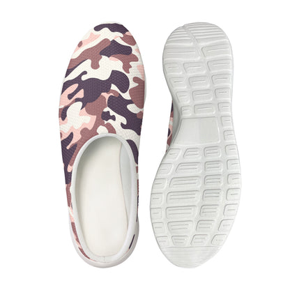 Pink Brown Camouflage Print Mesh Casual Shoes