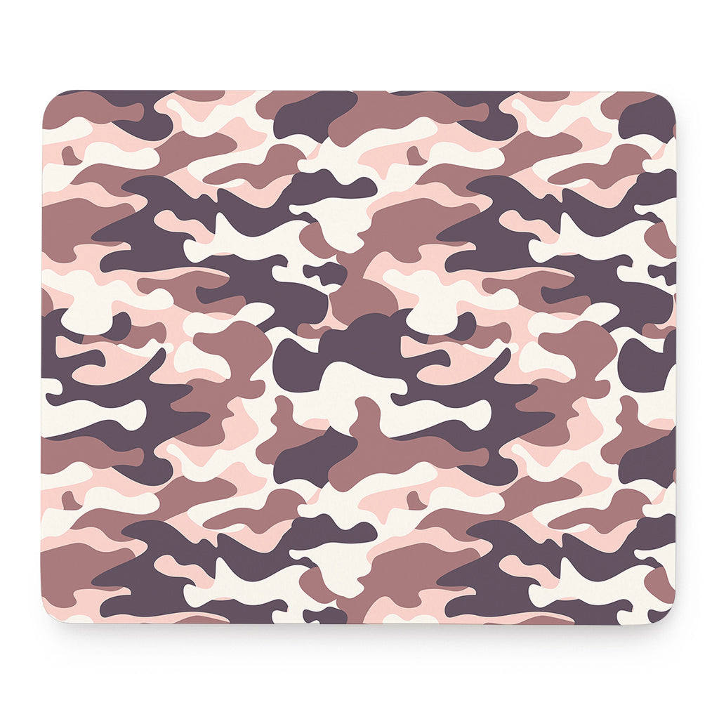Pink Brown Camouflage Print Mouse Pad