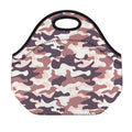 Pink Brown Camouflage Print Neoprene Lunch Bag