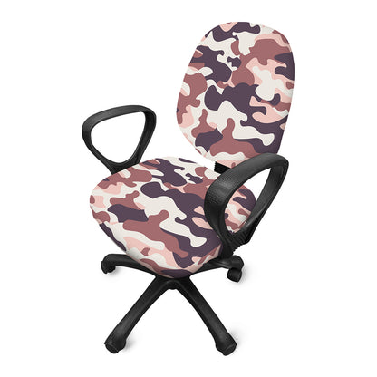 Pink Brown Camouflage Print Office Chair Cover