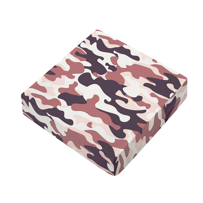 Pink Brown Camouflage Print Outdoor Seat Cushion Cover