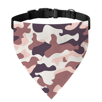 Pink Brown Camouflage Print Over The Collar Dog Bandana