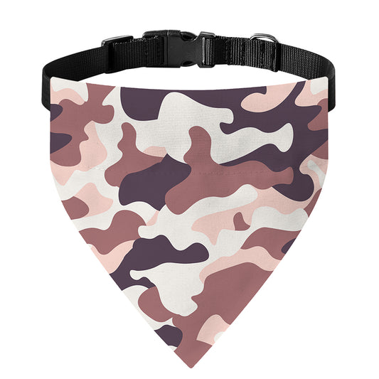 Pink Brown Camouflage Print Over The Collar Dog Bandana