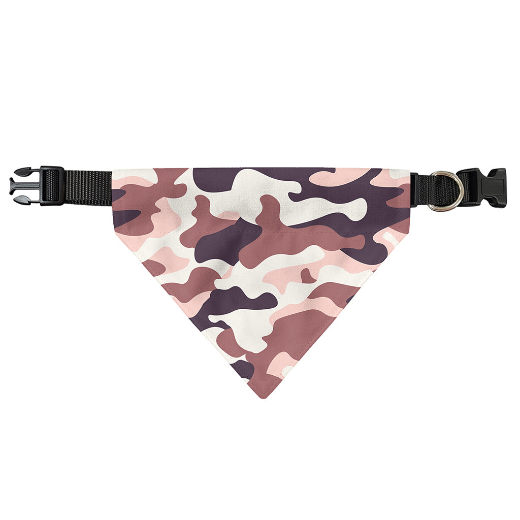 Pink Brown Camouflage Print Over The Collar Dog Bandana
