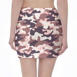 Pink Brown Camouflage Print Pencil Mini Skirt