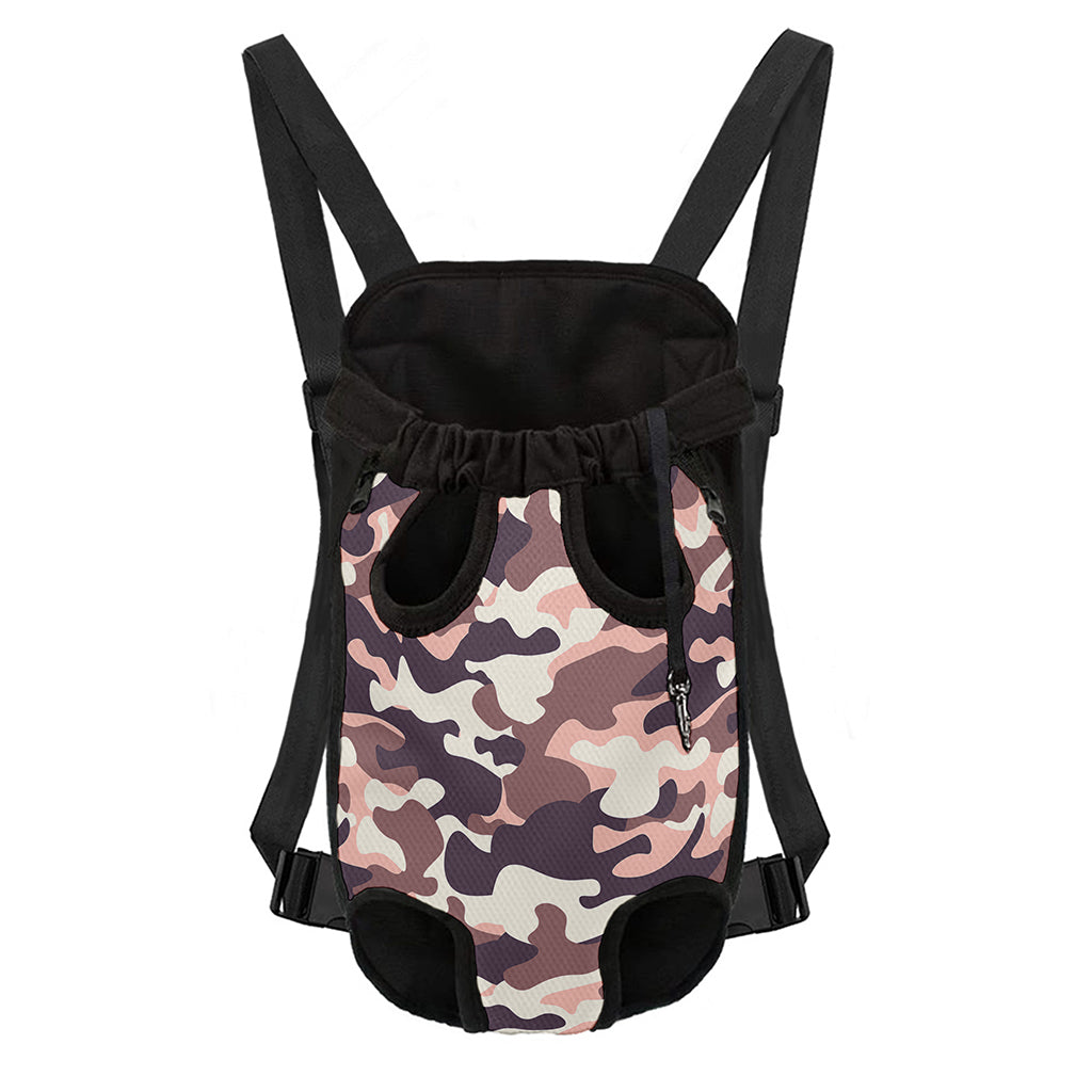 Pink Brown Camouflage Print Pet Carrier Backpack