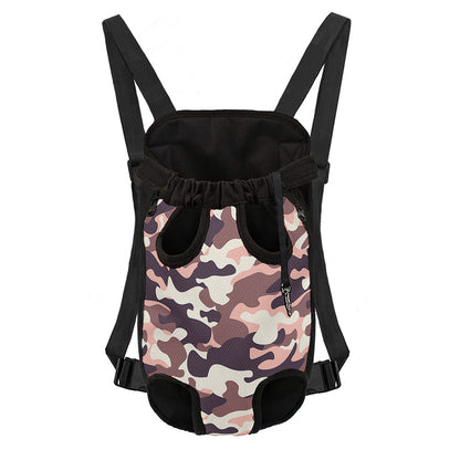 Pink Brown Camouflage Print Pet Carrier Backpack