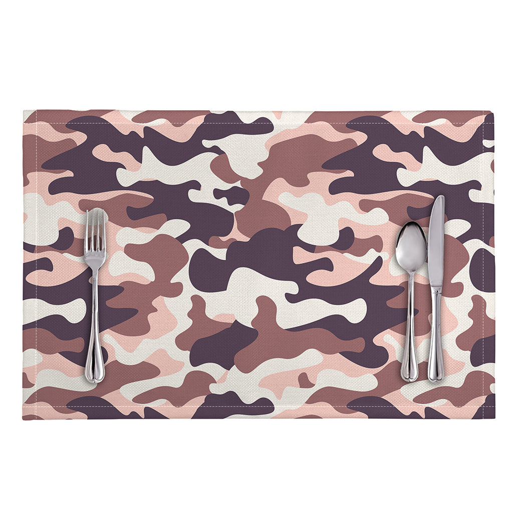 Pink Brown Camouflage Print Placemat