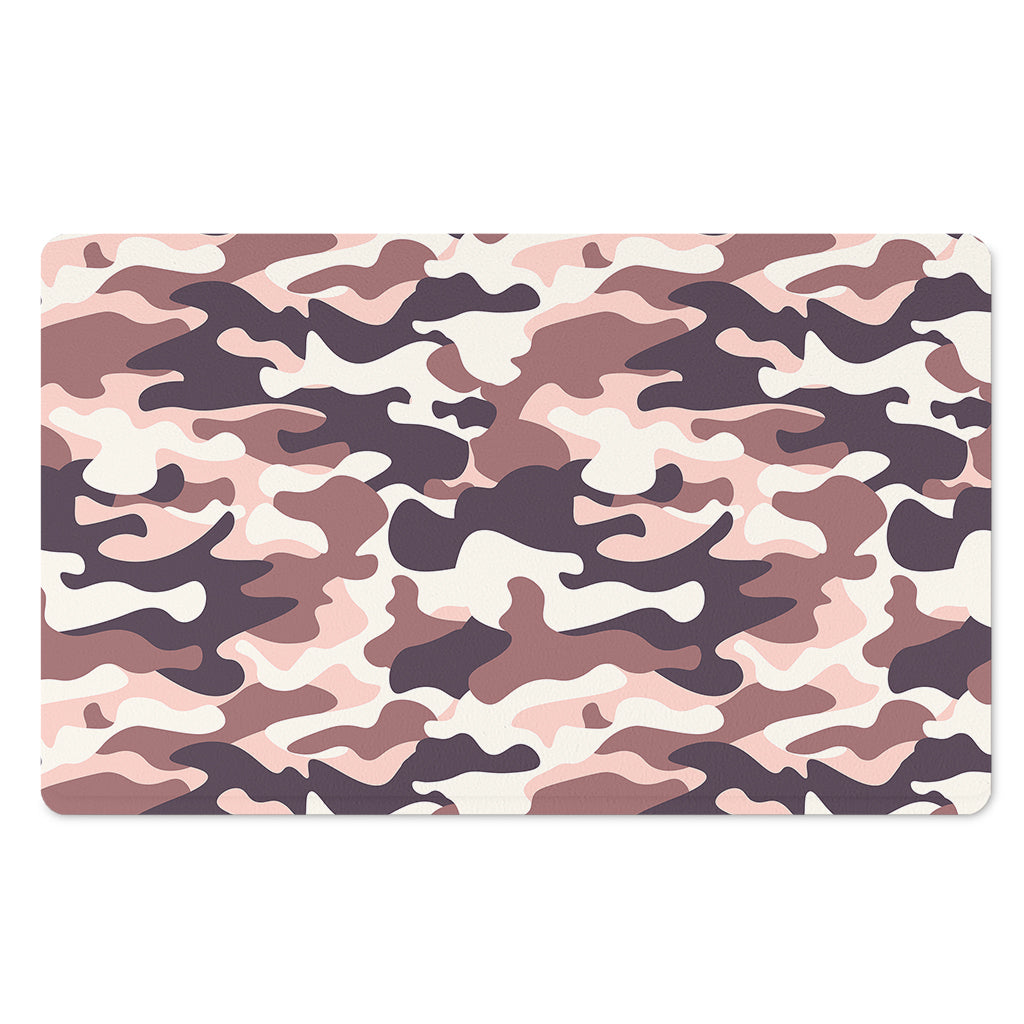 Pink Brown Camouflage Print Polyester Doormat