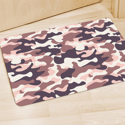Pink Brown Camouflage Print Polyester Doormat