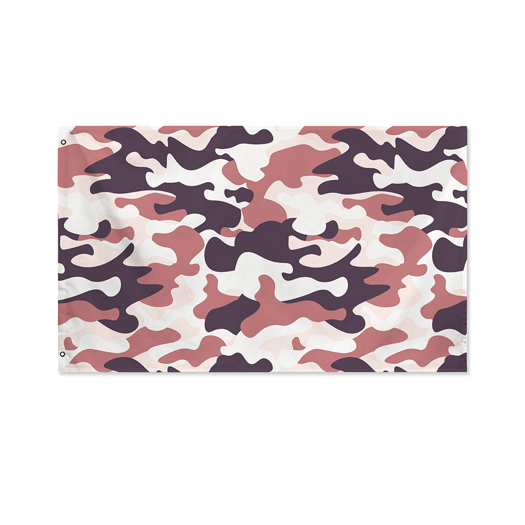 Pink Brown Camouflage Print Polyester Flag
