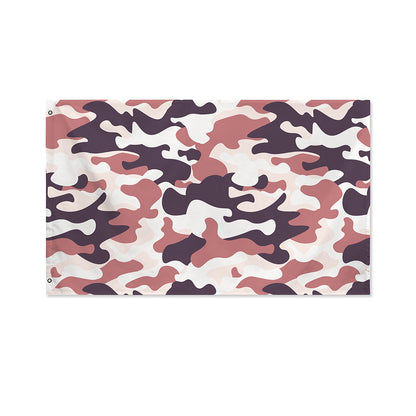 Pink Brown Camouflage Print Polyester Flag