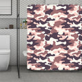 Pink Brown Camouflage Print Polyester Shower Curtain