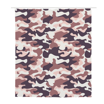Pink Brown Camouflage Print Polyester Shower Curtain