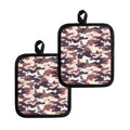Pink Brown Camouflage Print Pot Holders