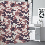 Pink Brown Camouflage Print Premium Shower Curtain