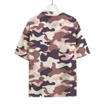 Pink Brown Camouflage Print Rayon Hawaiian Shirt