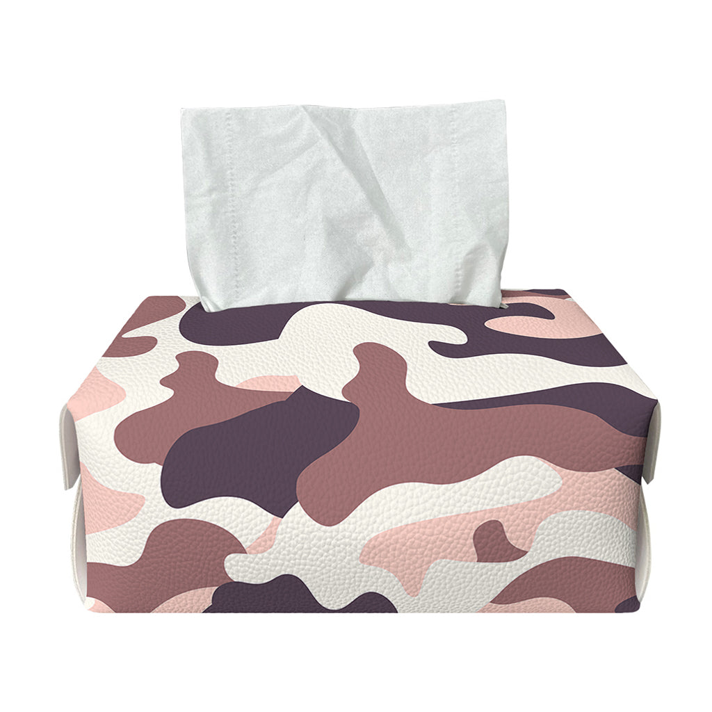 Pink Brown Camouflage Print Rectangle Tissue Box Cover