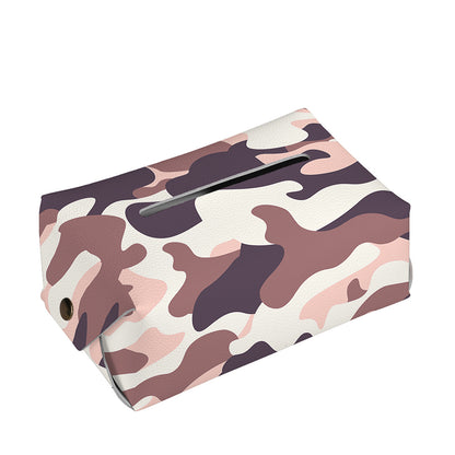 Pink Brown Camouflage Print Rectangle Tissue Box Cover