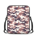 Pink Brown Camouflage Print Rectangular Crossbody Bag