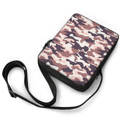 Pink Brown Camouflage Print Rectangular Crossbody Bag