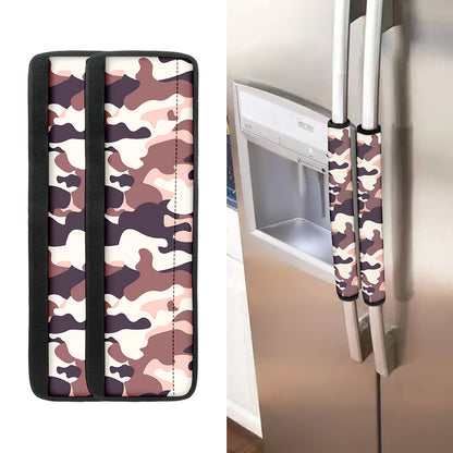 Pink Brown Camouflage Print Refrigerator Handle Covers