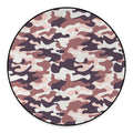 Pink Brown Camouflage Print Round Floor Mat