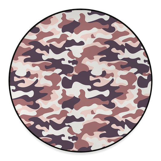 Pink Brown Camouflage Print Round Floor Mat