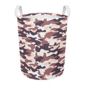 Pink Brown Camouflage Print Round Laundry Basket
