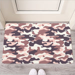 Pink Brown Camouflage Print Rubber Doormat