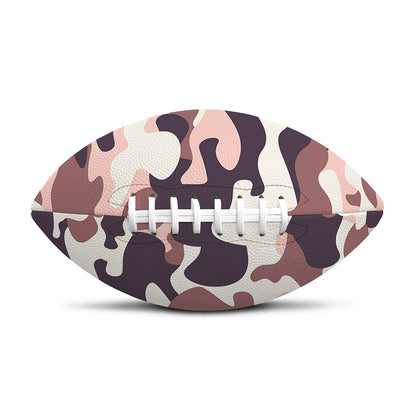 Pink Brown Camouflage Print Rugby Ball