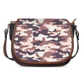 Pink Brown Camouflage Print Saddle Bag