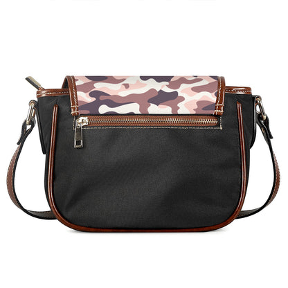 Pink Brown Camouflage Print Saddle Bag
